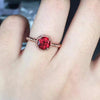 925 Sterling Silver Round Garnet Ring for Anniversary Red Natural Gemstone 7*7 mm
