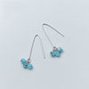 925 Sterling Silver Round Natural Blue Crystal Stone Fashion Jewelry Long Tassel Fish Tail Drop Earrings for Women