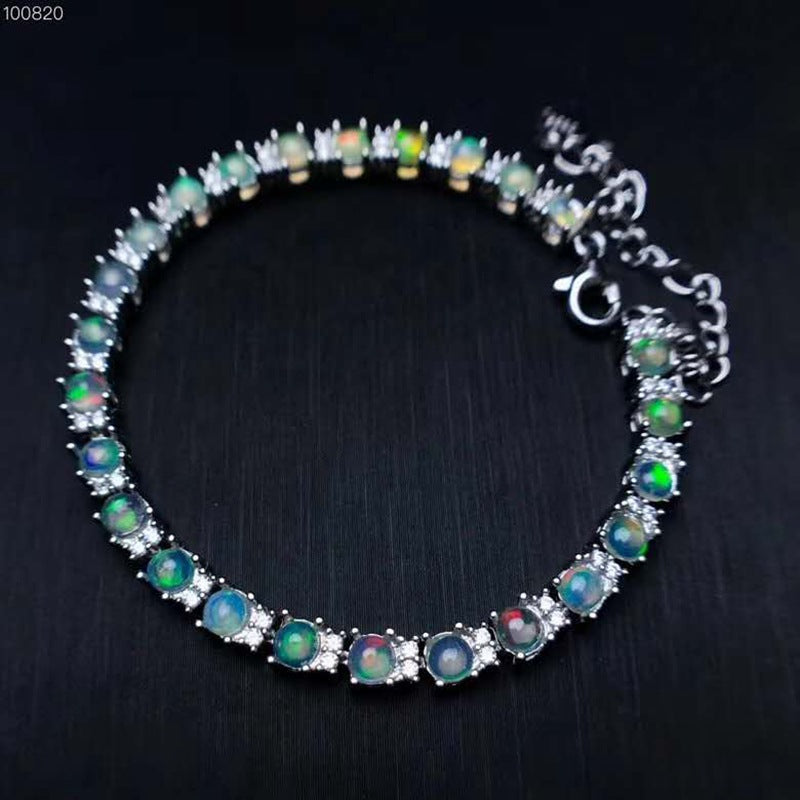 925 Sterling Silver Round Tourmaline Bracelet for Women Natural Gemstone 3.5 x 3.5 mm