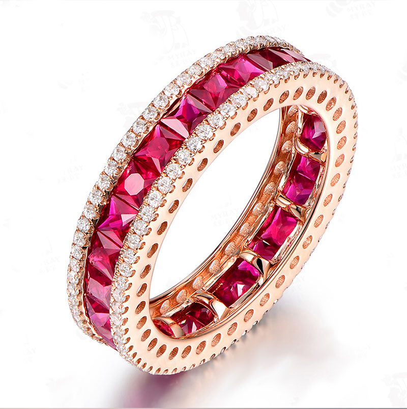 925 Sterling Silver Round With Clear Zircon Blue Spinel Vintage Antique Band Ring For Women Fine Jewelry FCGJHW