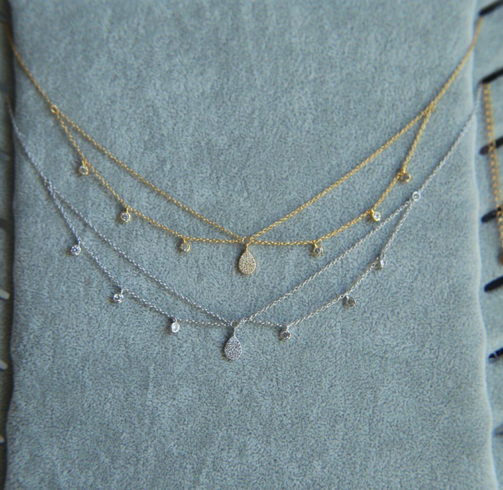 925 Sterling Silver Round&waterdrop Pendant Necklace Fine Jewelry Cross Connection Necklace For Women Wedding elegant Chokers