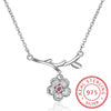 925 Sterling Silver Sakura Flower Necklaces & Pendants Cherry Blossoms With Chain Choker Necklace Wedding Jewelry Collar Colar