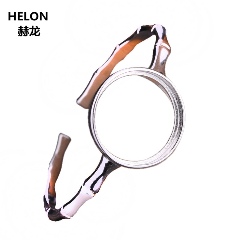 925 Sterling Silver Semi Mount Bracelet for 26x26mm Round Cabochon Amber Opal Turquoise Fine Jewelry Setting DIY Stone