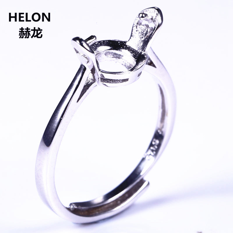 925 Sterling Silver Semi Mount Engagement Wedding Ring for 8MM Pearl or Round Bead Fine Jewelry Setting Adjustable open