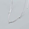 925 Sterling Silver Simple Double-layer Pendant Necklace Jewelry Snake Bone Chain Temperament Personality Ball Beads Chain