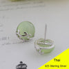 925 Sterling Silver Simple Red Garnet Pink Opal Green Opal Stud Earring Women Pure Silver Gift Brincos Aretes Jewelry CH026606