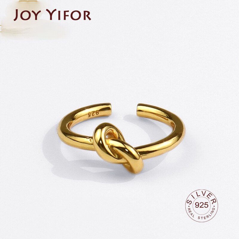 925 Sterling Silver Single Layer Knotted Ring Female Gold Vintage Classic Handmade Jewelry Authentic Accessories