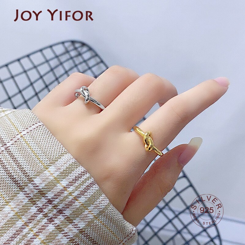 925 Sterling Silver Single Layer Knotted Ring Female Gold Vintage Classic Handmade Jewelry Authentic Accessories