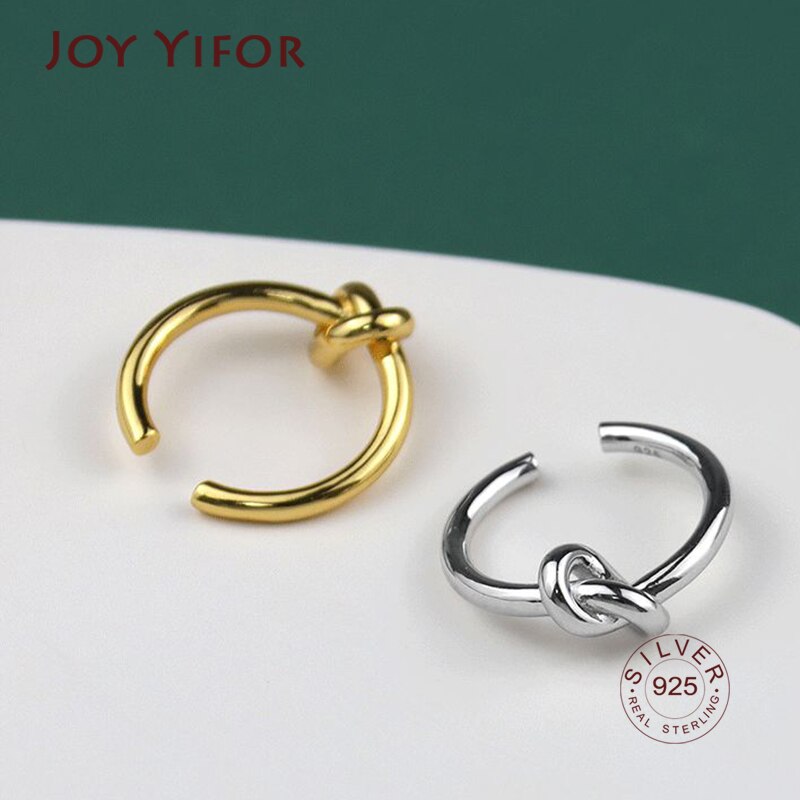 925 Sterling Silver Single Layer Knotted Ring Female Gold Vintage Classic Handmade Jewelry Authentic Accessories