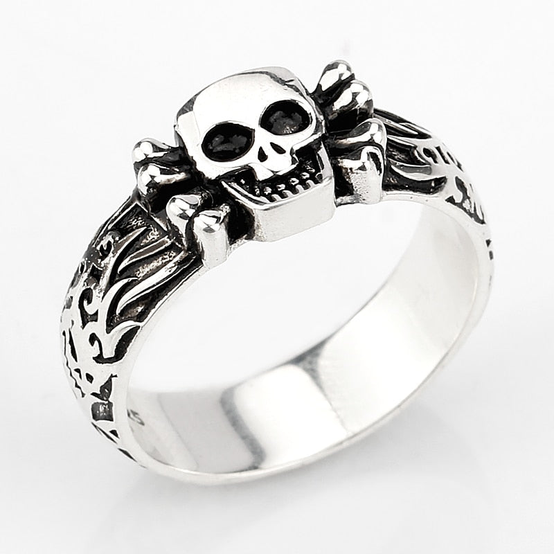 925 Sterling Silver Skull Men Ring Punk Skeleton Evil Eyes Personalized Biker For Men Women Lovers Party Jewelry