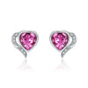925 Sterling Silver Sky Blue/Pink Crystal Heart Stud Earrings with CZ Zircon for Women Girl Female Jewelry Wedding Gift