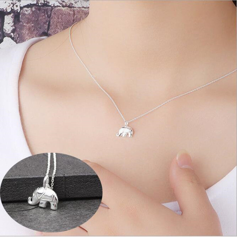 925 Sterling Silver Small Elephant Korean Simple Temperament Jewelry Female Wild Accessories Pendant Necklace H182