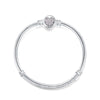 925 Sterling Silver Snake Chain Basic Bracelets Charms Heart Clip Blue Pink Purple Crystal Clasp Fit Women Diy Bracelets