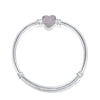 925 Sterling Silver Snake Chain Basic Bracelets Charms Heart Clip Blue Pink Purple Crystal Clasp Fit Women Diy Bracelets