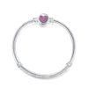 925 Sterling Silver Snake Chain Basic Bracelets Charms Heart Clip Blue Pink Purple Crystal Clasp Fit Women Diy Bracelets