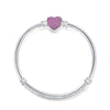925 Sterling Silver Snake Chain Basic Bracelets Charms Heart Clip Blue Pink Purple Crystal Clasp Fit Women Diy Bracelets