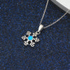 925 Sterling Silver Snowflake Pendant Necklace Blue Opal Chain Necklaces Valentine's D Fine Jewelry for Women(Lam Hub Fong)