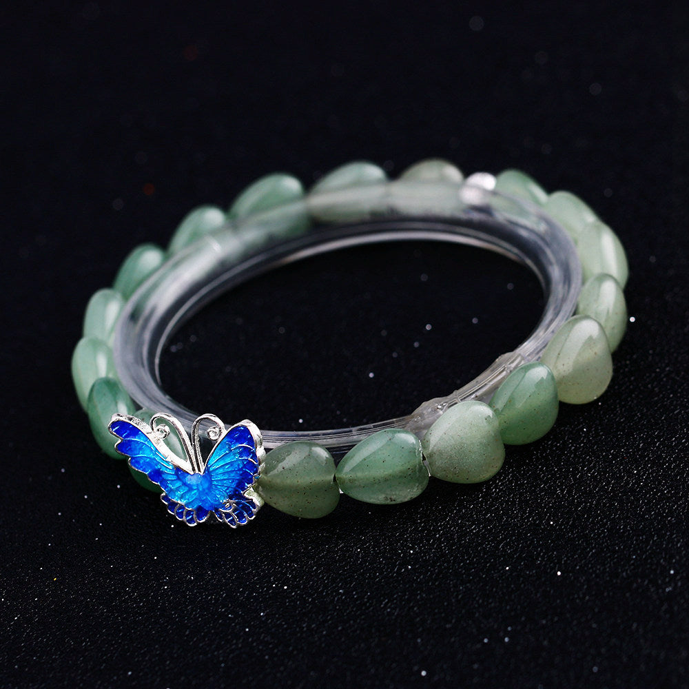 925 Sterling Silver Sparkling Heart Natural Green Green Stone Chain Original Charm Bracelet & Bracelet For Women Fine Jewelry