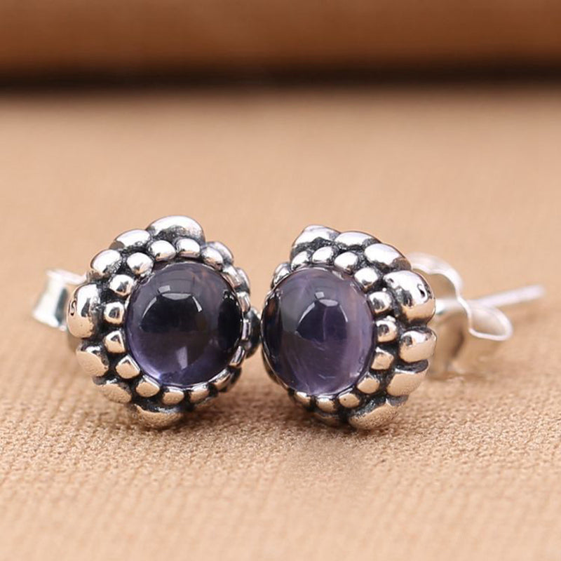 925 Sterling Silver Stud Double Earrings 12 Color Earrings For Women Wedding Jewelry Birthd Present Gift Ear Brincos HER334