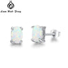 925 Sterling Silver Stud Earrings For Women Cute 4mm Oval White Pink Blue Fire Opal Earrings Wedding Jewelry Gift (Lam Hub Fong)