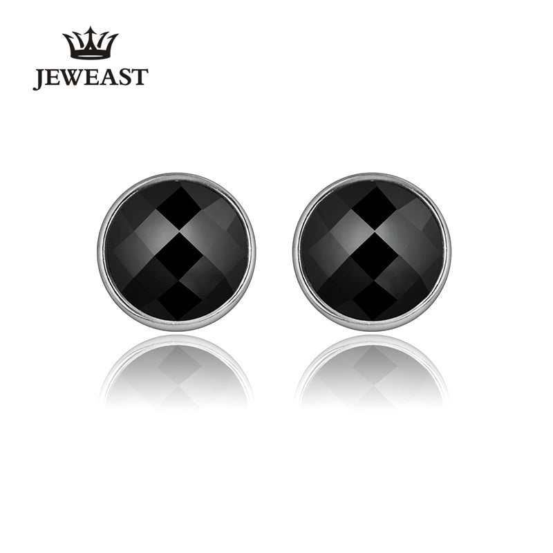 925 Sterling Silver Stud Earrings Geometry Black Agate Lover Gift Unisex Couple Fine Jewelry Classic New Trendy Party Ball