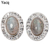925 Sterling Silver Stud Earrings Natural Agate Amazonite Spectrolite Easter Eggs Fine Jewelry Gift Women Girls