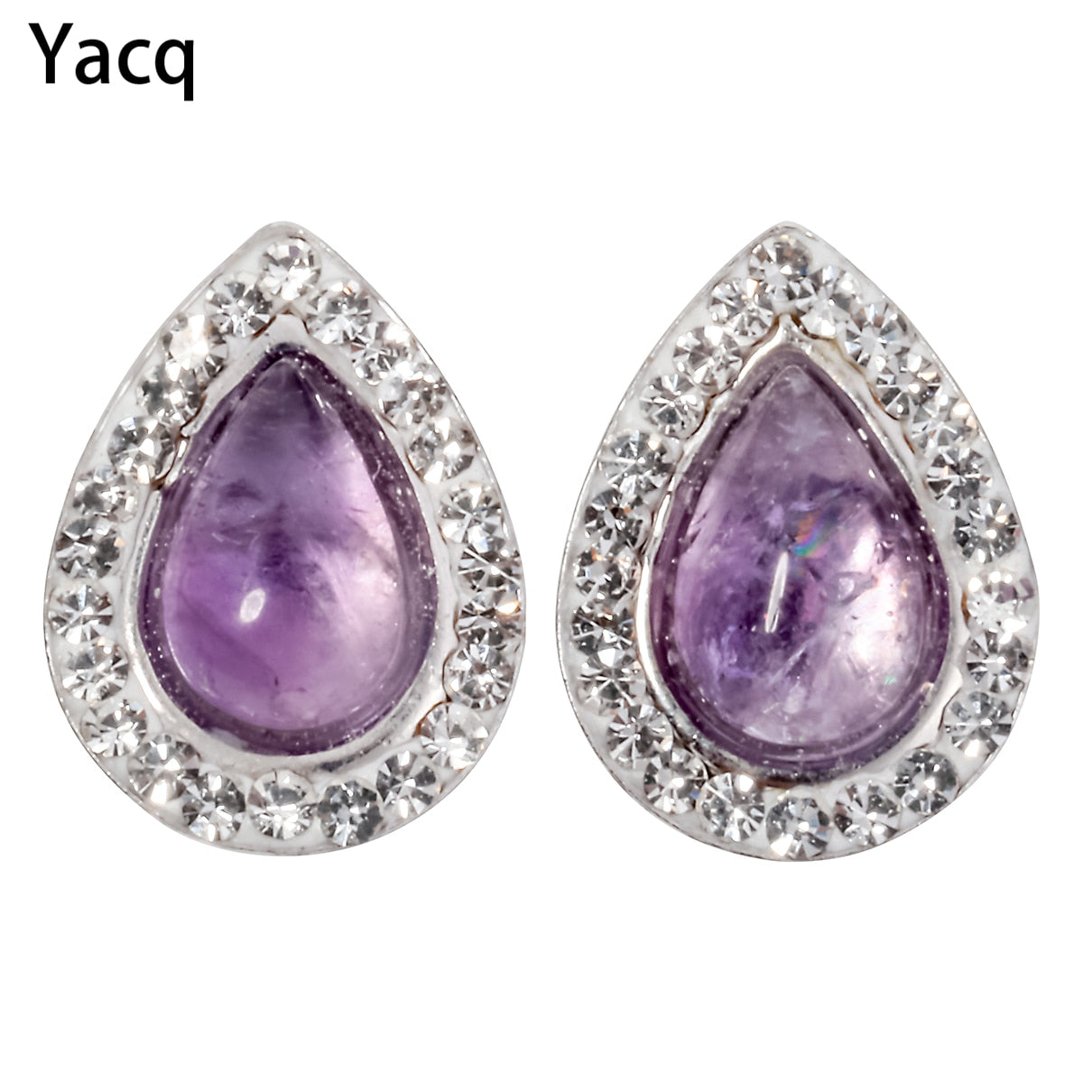 925 Sterling Silver Stud Earrings Natural Amethyst Moonstone Malachite Sunstone Spectrolite Fine Jewelry Women Gift