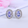 925 Sterling Silver Stud Earrings Natural Blue Tanzanite Diamond Fine Jewelry Sunflower Shape Women Ear Studs Christmas Gift
