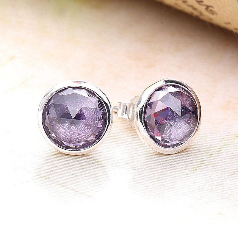 925 Sterling Silver Stud Earrings Twelvemonth Style 12 Color Round Earrings For Women Wedding Jewelry HER366