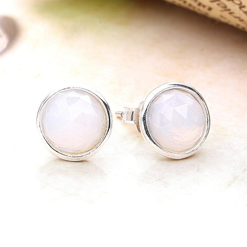 925 Sterling Silver Stud Earrings Twelvemonth Style 12 Color Round Earrings For Women Wedding Jewelry HER366