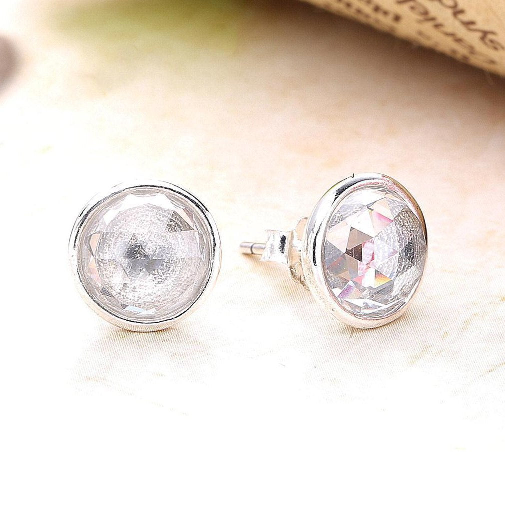 925 Sterling Silver Stud Earrings Twelvemonth Style 12 Color Round Earrings For Women Wedding Jewelry HER366