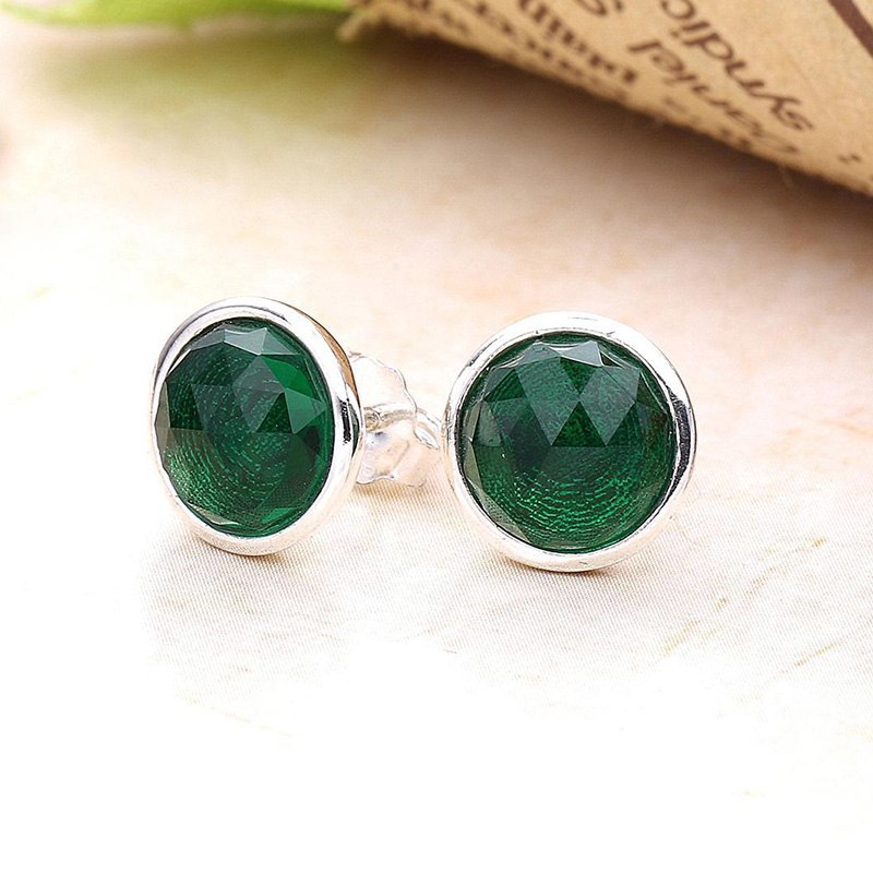 925 Sterling Silver Stud Earrings Twelvemonth Style 12 Color Round Earrings For Women Wedding Jewelry HER366