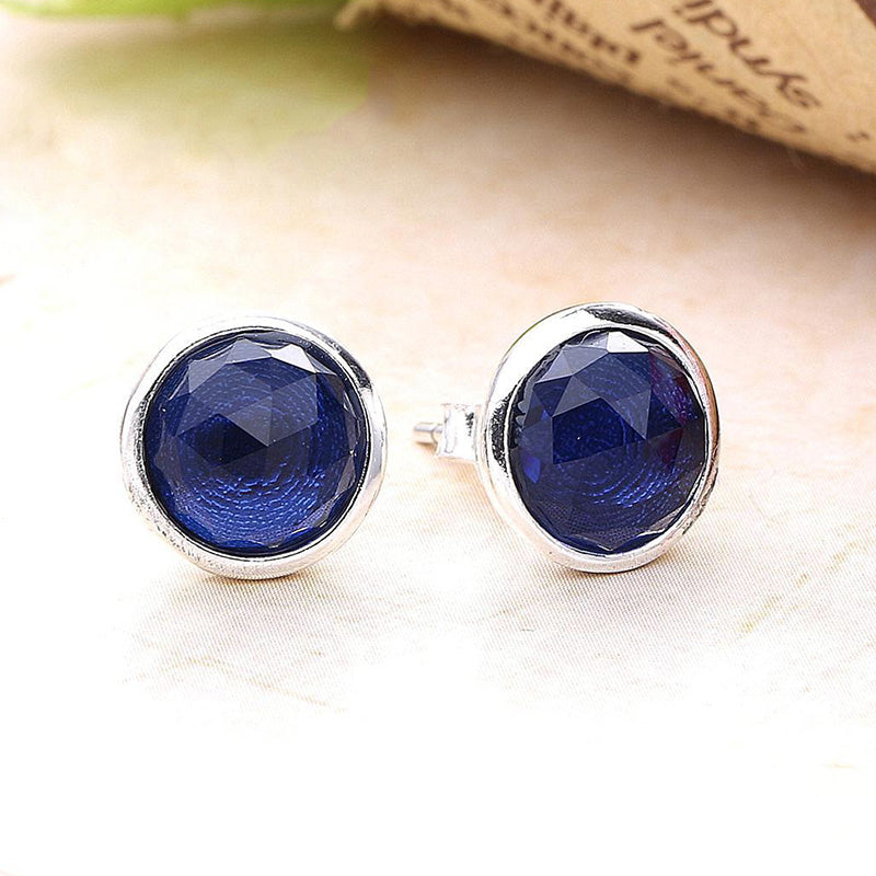 925 Sterling Silver Stud Earrings Twelvemonth Style 12 Color Round Earrings For Women Wedding Jewelry HER366