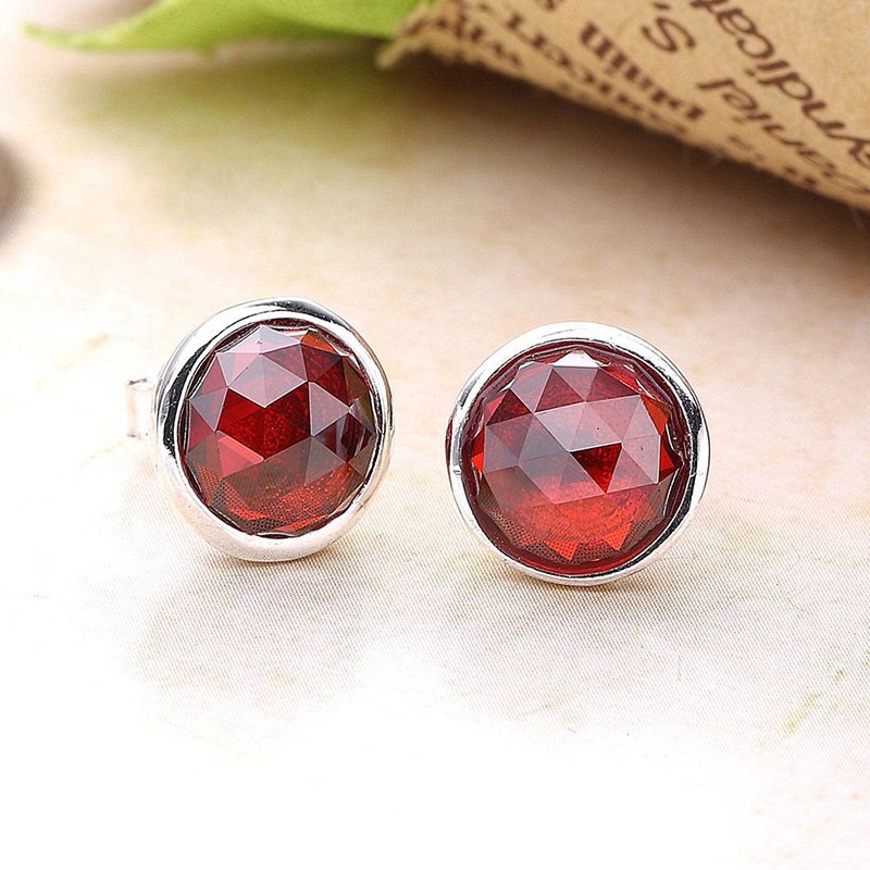 925 Sterling Silver Stud Earrings Twelvemonth Style 12 Color Round Earrings For Women Wedding Jewelry HER366