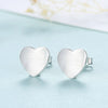 925 Sterling Silver Stud Earrings for Women Minimalist Brushed Women Heart Earring Brincos Para As Mulheres Fine Jewelry