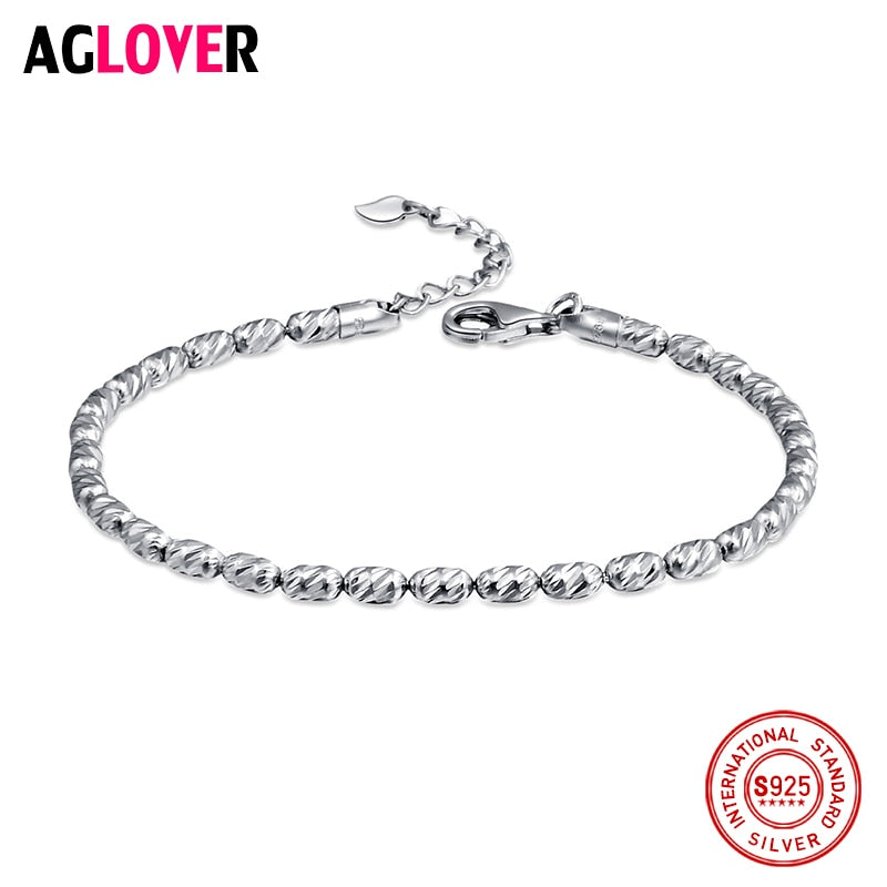 925 Sterling Silver Top Quality Sparkling Bangle Bracelet Fit Women Bead Charm Bangle Bracelets Jewelry