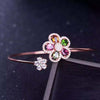 925 Sterling Silver Tourmaline Bangles natural jewelry simple style Flower open Bangles