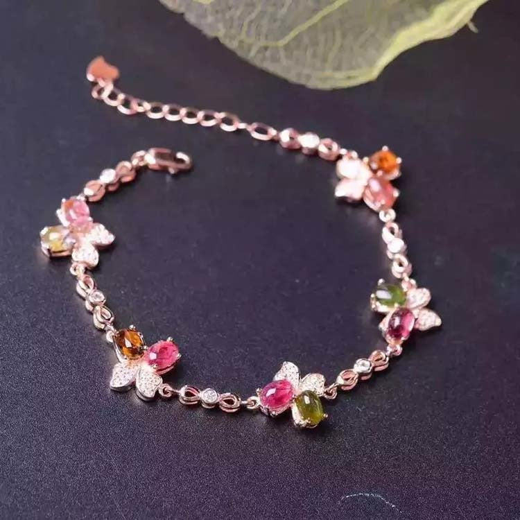 925 Sterling Silver Tourmaline Bracelets Butterfly Bracelet fine jewelry for women