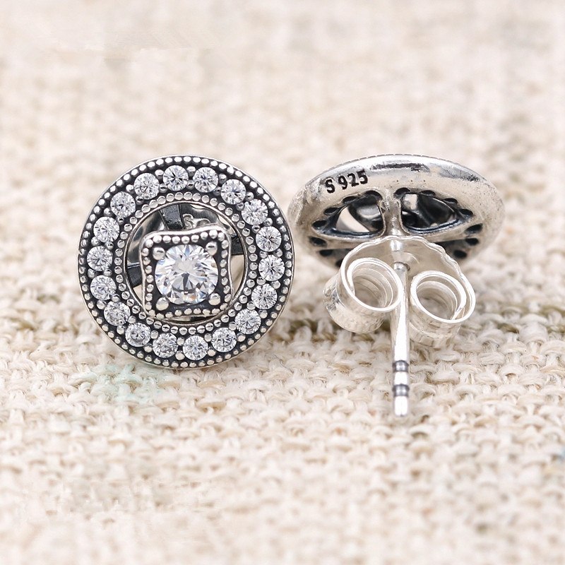 925 Sterling Silver Vintage Allure Stud Earrings for women Autumn collection earings brinco fine jewelry ER051