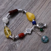 925 Sterling Silver Vintage Nature Yellow Beeswax & Red Souther & Green Jade Bracelet Women Thai Silver Gift Jewelry CH058798