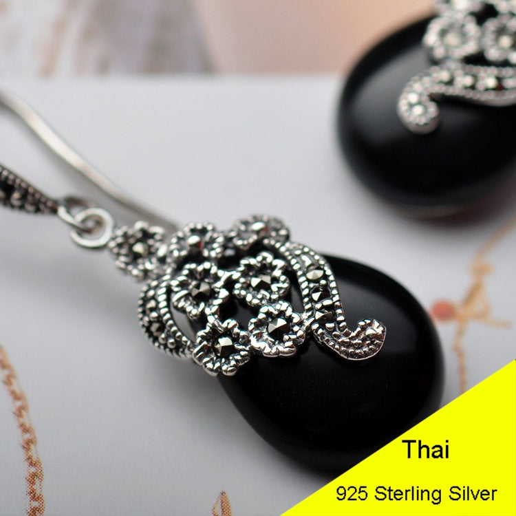925 Sterling Silver Waterdrop Corundum Opal Agate Garnet Drop Earring Women Thai Silver Gift Brincos Aretes CH034628
