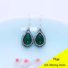 925 Sterling Silver Waterdrop Red Garnet & Green Agate Drop Earring Women Thai Silver Gift Brincos Aretes Jewelry CH012525