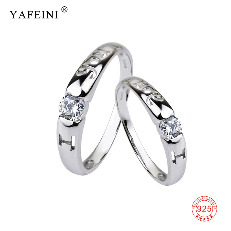 925 Sterling Silver Wedding Engagement Band Couple Rings Fashion I Love You Letter Finger Ring For Women Men Lover Jewelry