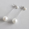 925 Sterling Silver White Pearl Long Earrings for Women Handmade Fine Jewelry