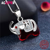 925 Sterling Silver Woman Necklace Cute Elephant Pendant Necklace AAA Crystal Jewelry