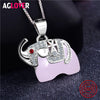 925 Sterling Silver Woman Necklace Cute Elephant Pendant Necklace AAA Crystal Jewelry