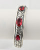 925 Sterling Silver Women Bangle Bohemia Vintage Antique Charm Bracelet Flower Carved Base Created Precious Stone Party Cocktail