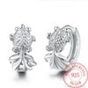 925 Sterling Silver Women  Classic Animal Earrings Cyprinoid Charm Stud Earring Girl Elegant Jewelry Vintage Gifts New