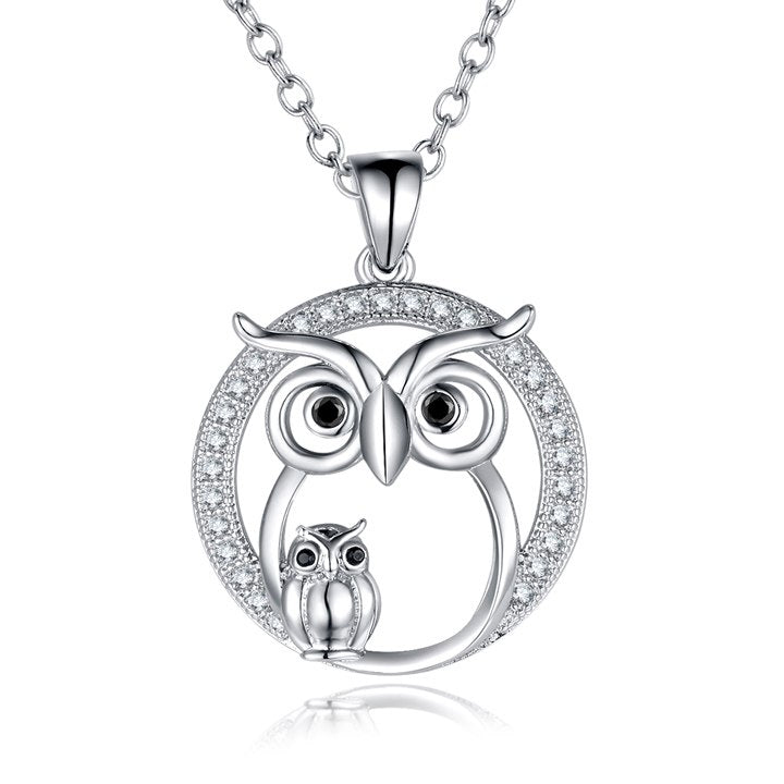 925 Sterling Silver Women Owl Necklace Pendants Chokers Statement Necklaces For Girl Gift Party mother Children Jewelry
