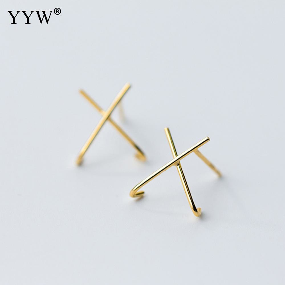 925 Sterling Silver X Style Stud Earrings For Women Personality Design Fashion Lady Sterling-silver-jewelry